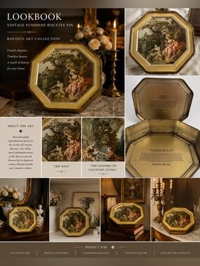 Vintage Sunshine Biscuits Rococo Tin - Octagonal Decorative Collectible
